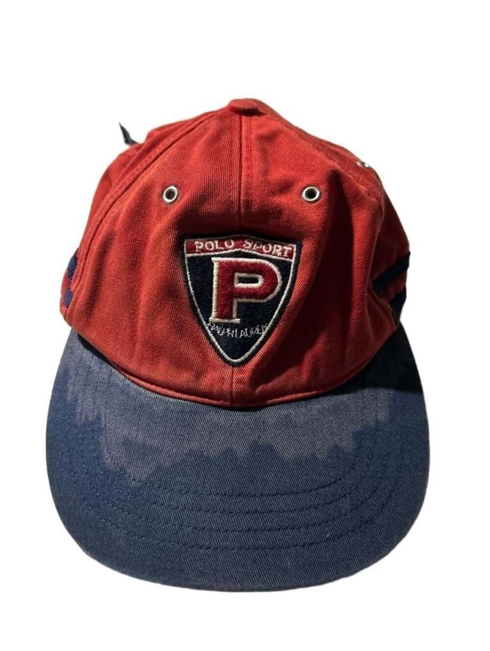 Vintage 90s Polo Sport Ralph Lauren Red Blue Strapback Hat Cap